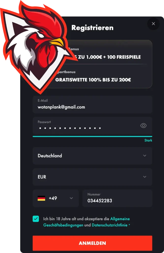 rooster bet casino login